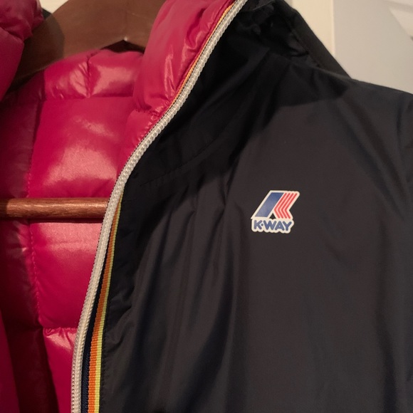 Women’s small K-WAY Denise Thermo Plus 3/4 length jacket navy & pink - Picture 2 of 8